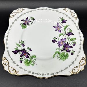 Tuscan Woodland hand painted  Square Cake Plate Platter Bone China England